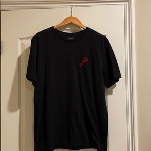 Black T shirt embroidered rose